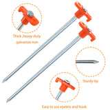 Yesland 24 Pack Tent Stake Heavy Duty, 10 Inch Non-Rust Metal Tent Pegs Ground Yard Stake Tent Spikes for Camping Patio, Garden, Canopies, Grassland, Outdoor, Hiking, Orange