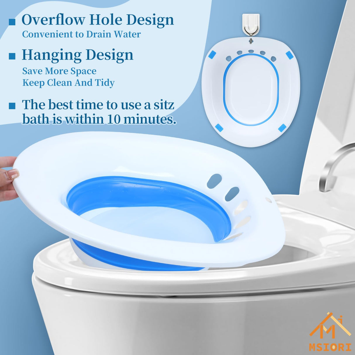 Sitz Bath, Msiori Electric Sitz Bath, Sitz Bath for Toilet Seat, Sits Bath Kit for Women, Sitz Bath for Hemorrhoids, Automatic Flushing,Hip Bath Bowl, Foldable