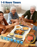 Food Warming Mat Extra Large, Rapid Heating Electric Warming Tray with 9 Temp Setting and 6 Hours Timer,Foldable Warming Trays for Food, Portable Food Warmers for Parties Buffet, Beige