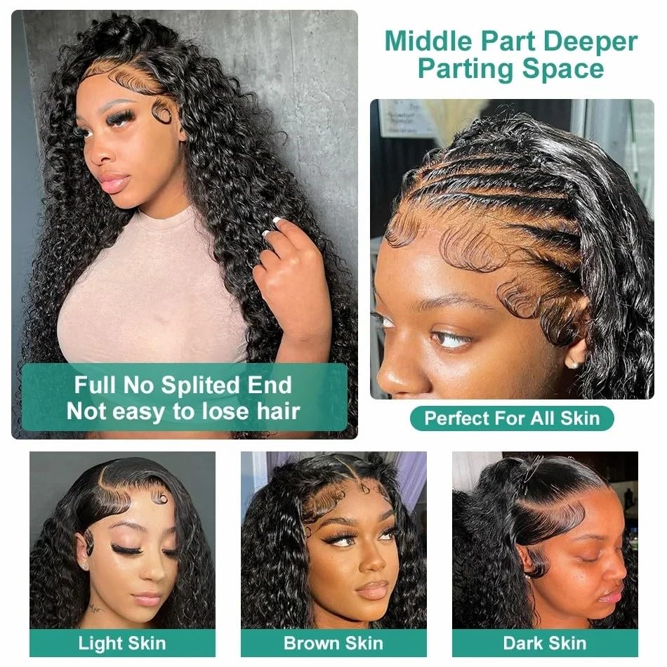 IMAGISM 13x6 Deep Wave Lace Front Wigs Human Hair Deep Wave Wig Lace Front Wigs Human Hair Wig Pre Plucked 200 Density Glueless Wig Frontal Wigs for Black Women (28 Inch)