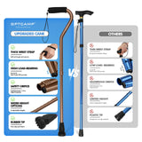 GPTCAMP Walking Cane and Walking Stick for Men Women,Lightweight Folding Canes with Offset Soft CushionedHandle,Adjustable&Collapsible,Mobility & Leg Surgery Recovery(Brown)