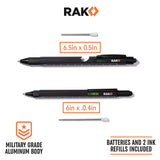 RAK Multitool Pen - Multi-Tool Pen Set 11 in 1, LED Light, Screwdrivers, Level, Ruler, Bottle Opener, and Stylus. Cool Gadgets Gifts for Men, Dad, EDC Tactical Pen Tool, Gift-Ready Box, Pack of 2