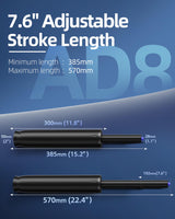 14 Inches-22 Inches Extra Long Gas Lift Cylinder Replacement, 8" Stroke, Hydraulic Pneumatic Shock Piston, Heavy Duty 1000lbs, Universal Fit For Drafting Chairs Bar Stools, Class 4, Black