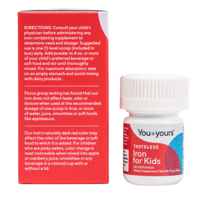 Tasteless Iron for Kids + Toddlers- Free of Sweeteners, Flavors and Preservatives- 4 Month Supply- Add to Beverages or Food.