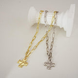 Bheop Chunky Cross Necklace for Women, Silver Layered Herringbone Necklace