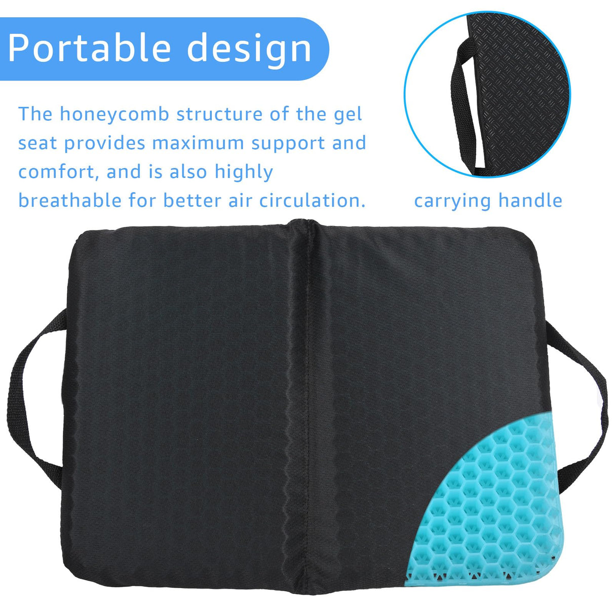 Wllead Gel Portable Seat Cushion (14.5" x 10.6") Foldable Travel Cushion, for Airplane Seats, Camping, Stadium, Cinema, Garden Benches Seat Cushion, Relieve Sedentary Pain