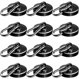 E BAVITE Carabiner Magnetic Hooks, 110LBS Strong Black Magnetic Hooks Heavy Duty with Swivel Carabiner Hook, Great for Hanging for Cruise, Garage, Kitchen, Refrigerator, Locker (12-Pack)