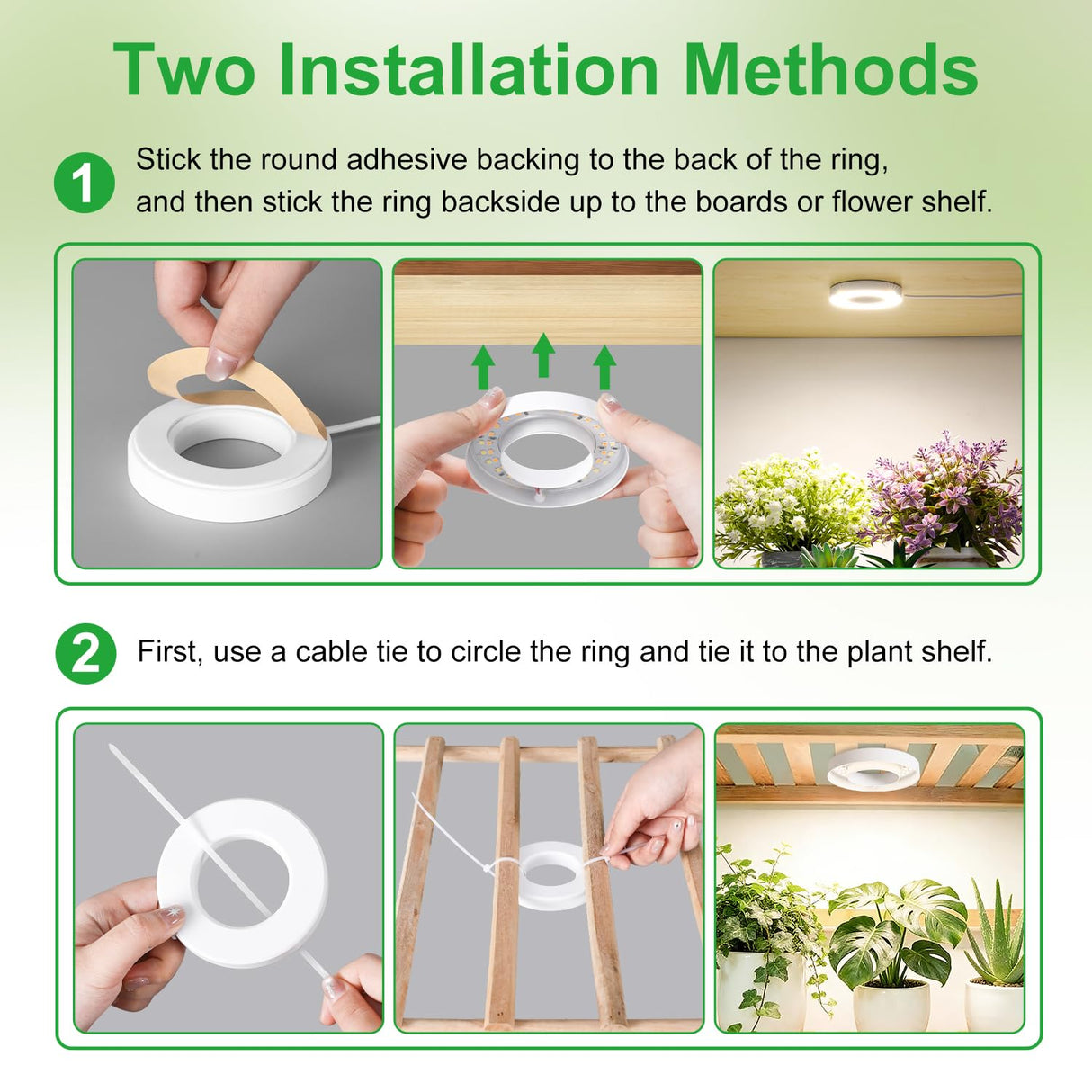 RWNTAO 3.54" Ceiling Grow Light for Indoor Plants, Warm&White Full Spectrum Plant Light, Growing Lamp with 6/12/16H Auto Timing, 10 Dimmable Brightness Levels for Small Plants, 3Head