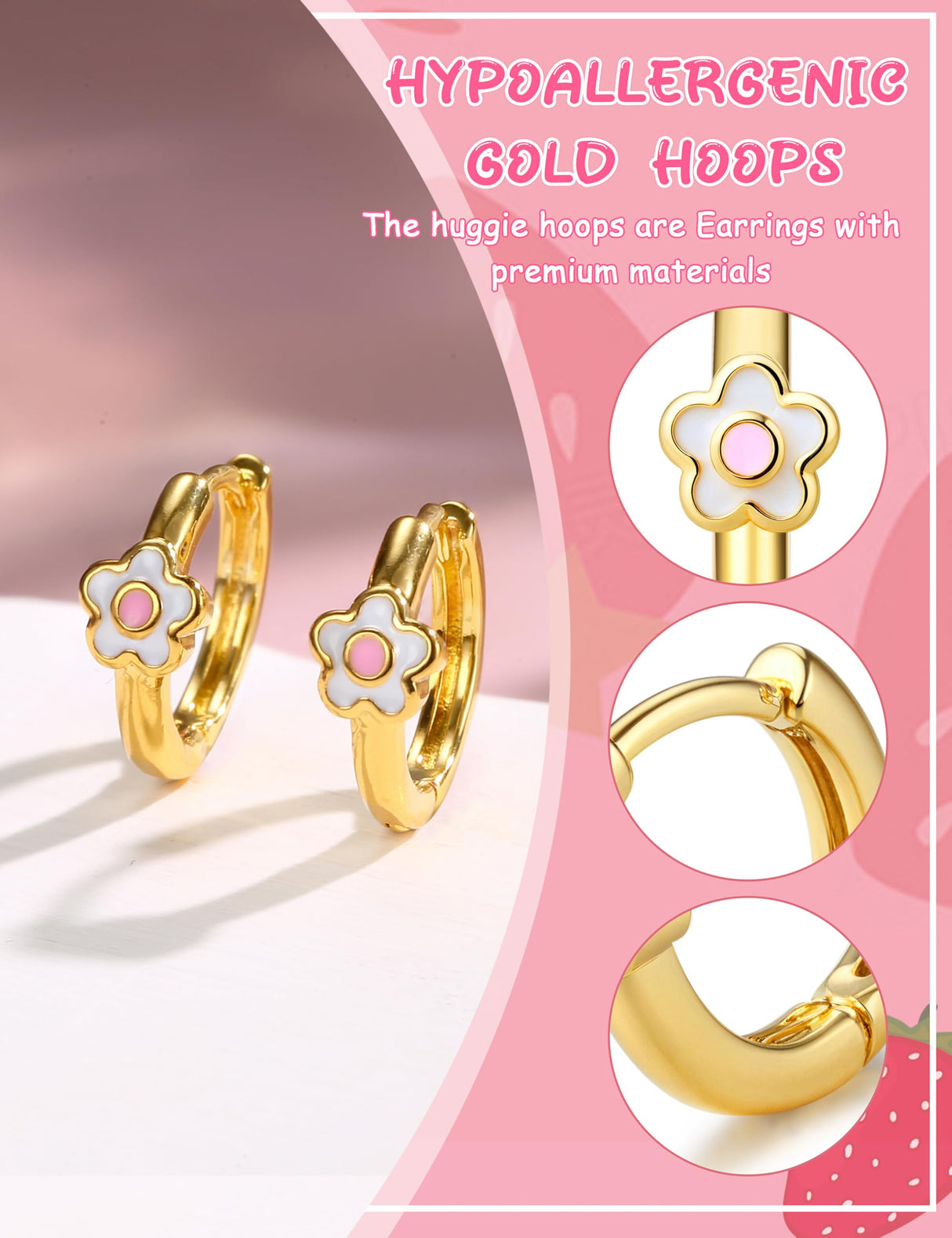 18K Gold Plated Hypoallergenic Earrings for Women 316 Surgical Steel