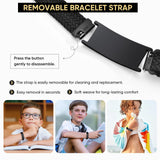 VNOX Medical Alert Id Bracelet for Men Women, Adjustable Customizable Stretchy Rope Emergency Survival Medic Bracelets Wristband Loop Band with Removeable Tag,Black