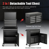 Goplus Tool Chest, 5 Drawers Rolling Tool Cabinet with Detachable Top Toolbox, Universal Lockable Wheels, Lock Bar, Protective Liner & Tool Rack, Metal Tool Storage Cart, Tool Box for Garage Workshop