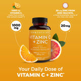 Viva Naturals Vitamin C and Zinc Supplement (250 Capsules) - 1000 mg Vitamin C with Zinc 20 mg Antioxidant Supplements for Immune Support, Vitamin Supplement for Adults