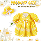 Aliceset Porch Goose Outfit Fancy Goose Clothes Polka Dots Skirt with Hat for 23" Outdoor Patio Summer Spring Decor(Yellow)
