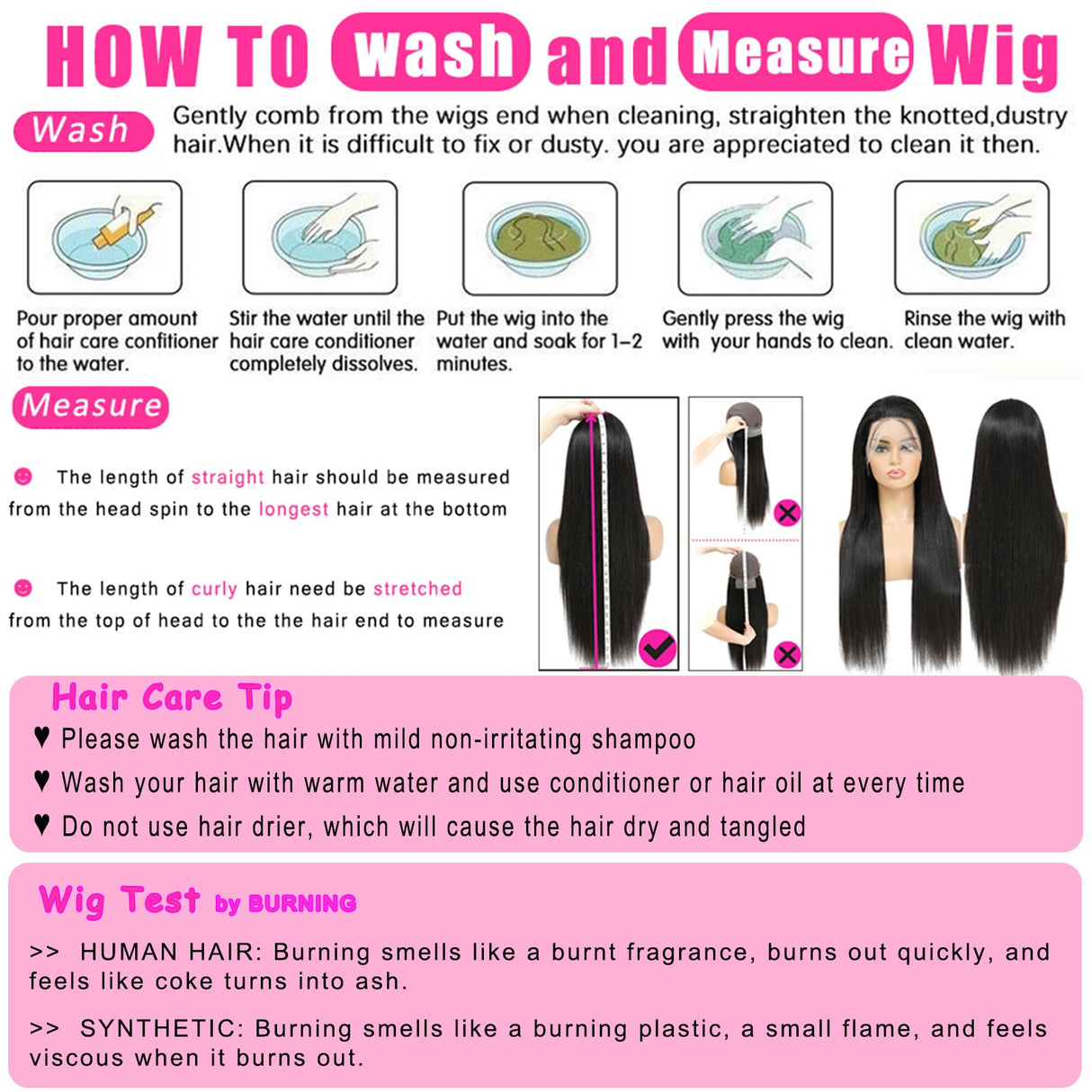 bunGiol 30 inch Lace Front Wig Straight Lace Frontal Wigs Pre Plucked with Baby Hair 180% Density 13X4 Brazilian Virgin Human Hair Wigs for Black Women Natural Black Color