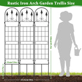 3 Packs Metal Garden Trellis for Climbing Plants (65.3'' x 40'') Rustproof Metal Garden Flower Rose Trellis, Outdoor Climbing Clematis Trellis Cucumbers Support for Courtyards Lawns