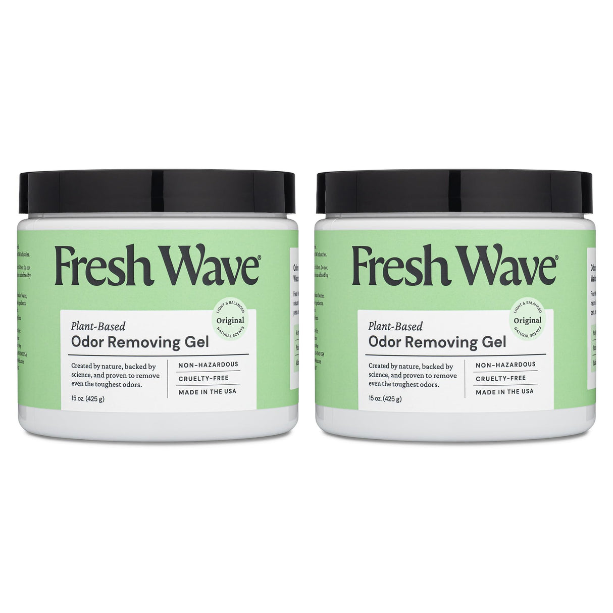 Fresh Wave Odor Removing Gel, 15 oz., Pack of 2 - Odor Absorbers for Home, Safer Odor Relief, Natural Plant-Based Odor Eliminator, Every 15 oz. lasts 30-60 Days, For Cooking, Trash & Pets