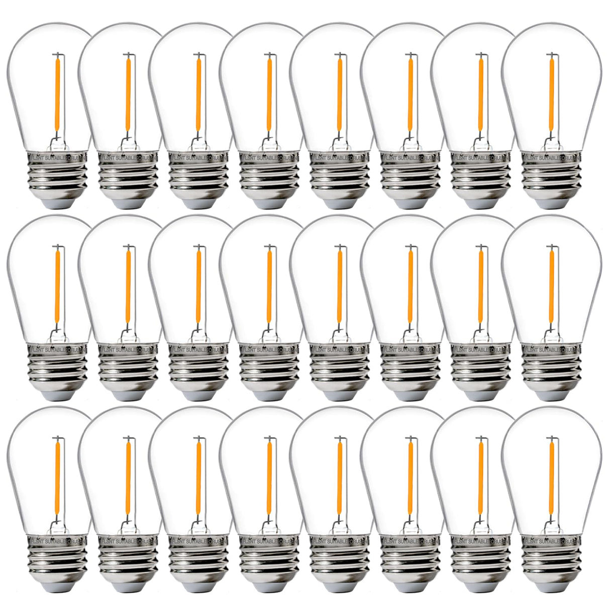FLSNT 24 Pack LED S14 Replacement Light Bulbs, Shatterproof Waterproof 1W Outdoor String Light Bulbs, E26 Regular Base, 2200K Warm White, CRI80, Non-Dimmable