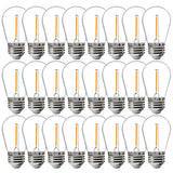 FLSNT 24 Pack LED S14 Replacement Light Bulbs, Shatterproof Waterproof 1W Outdoor String Light Bulbs, E26 Regular Base, 2200K Warm White, CRI80, Non-Dimmable