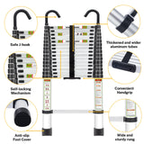 RIKADE Telescoping Ladder, 20.3 FT Aluminum Lightweight Collapsible Ladder with Detachable Top Hooks, 330 lbs Max Load, Extension Ladder for RV, Roof and Construction, Aluminum