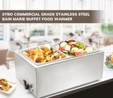 SYBO Commercial Grade Stainless Steel Bain Marie Buffet Food Warmer Steam Table for Catering and Restaurants (2 Sections)