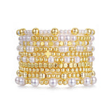 COLOYAN 10PCS Gold Beaded Stretch Bracelets for Women Stack