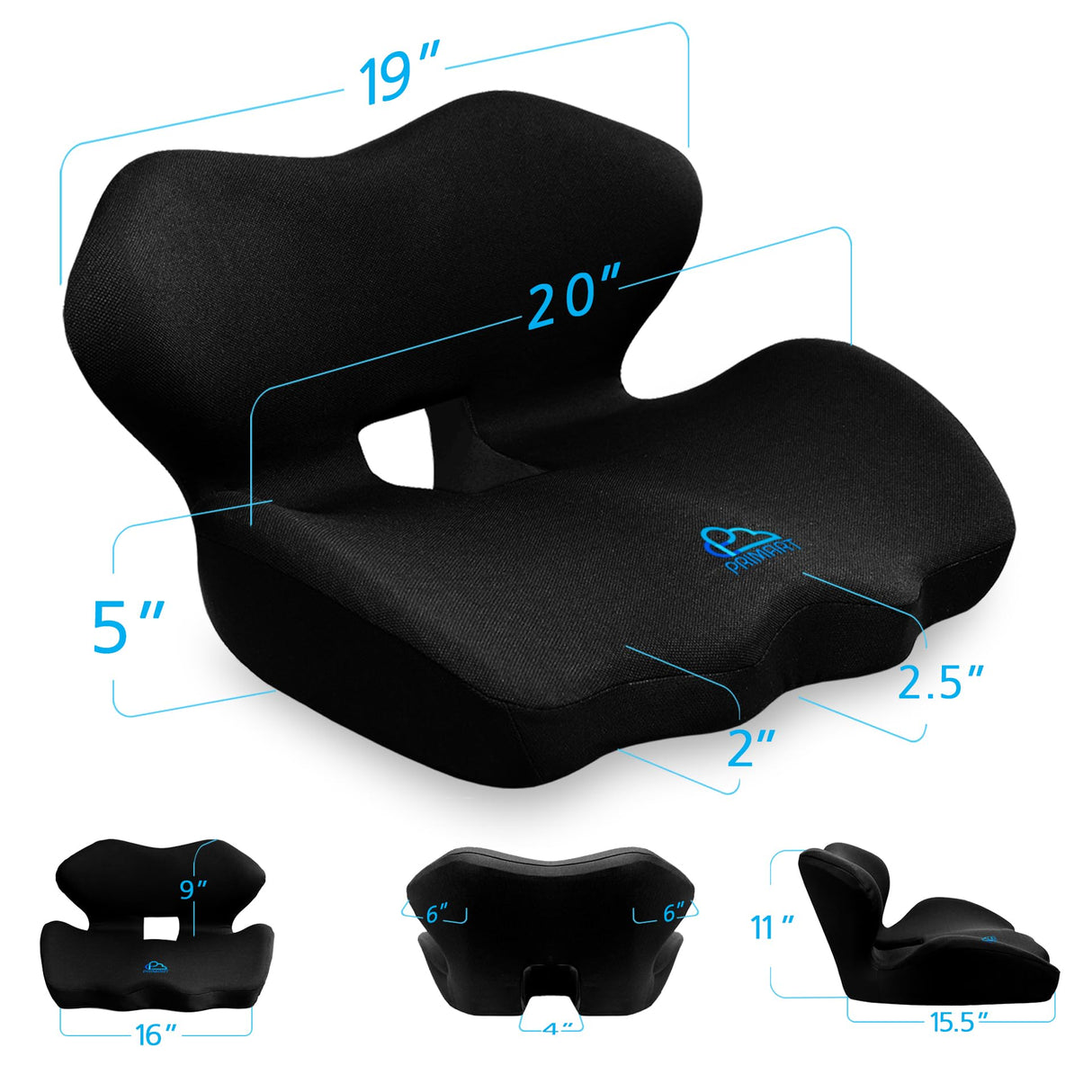 Ergonomic Memory Foam Seat Cushion for Office Chair, Car Seat, Gaming Chair, Dining Chairs| Sciatica, Tailbone & Coccyx Pain and Pressure Relief | Lumbar & Lower Back Support | Orthopedic Design