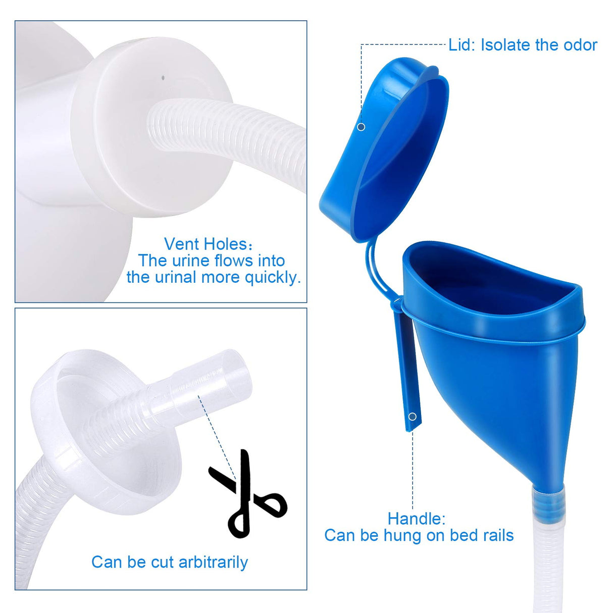 Takuyada Unisex Potty with Lid and Funnel, Portable Pee Bottle for Men and Women, 2000ml Large Capacity Male Female Reusable Urinals, Emergency Urine Collection for Hospital Home Camping Car Travel