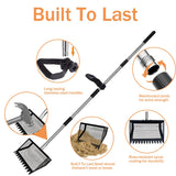 12" Metal Chicken Poop Scooper Rake for Sand with 24 to 68" Handle, Adjustable Chicken Poop Scooper for Poop,Wide 10”Poop Shovel Cleaning Tools, Heavy Duty Sifting Shovel (Black Max)