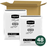 Depend Silhouette Adult Incontinence & Postpartum Bladder Leak Underwear for Women, Maximum Absorbency, Extra Large, Black, 48 Count (2 Packs of 24), Packaging May Vary