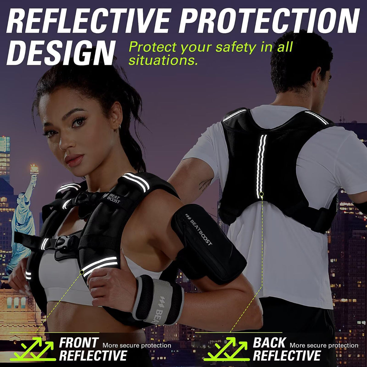 Weighted Vest for Women Men BeatBoost 5 lb Weight Vest with Ironsand for Walking Strength Training Running Workout Black