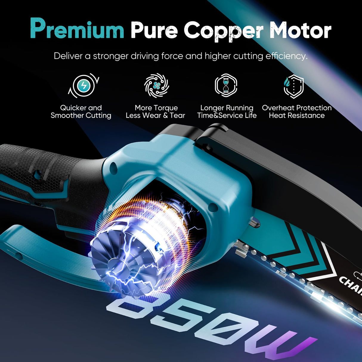 Chainsaw 6-Inch 2 Pack 2000mAh Battery Hand Mini Chain Saw Birthday Christmas Gifts for Men Portable Cordless for Wood Cutting Tree Trimming Projects Gardening Camping (Blue-2 Battery)