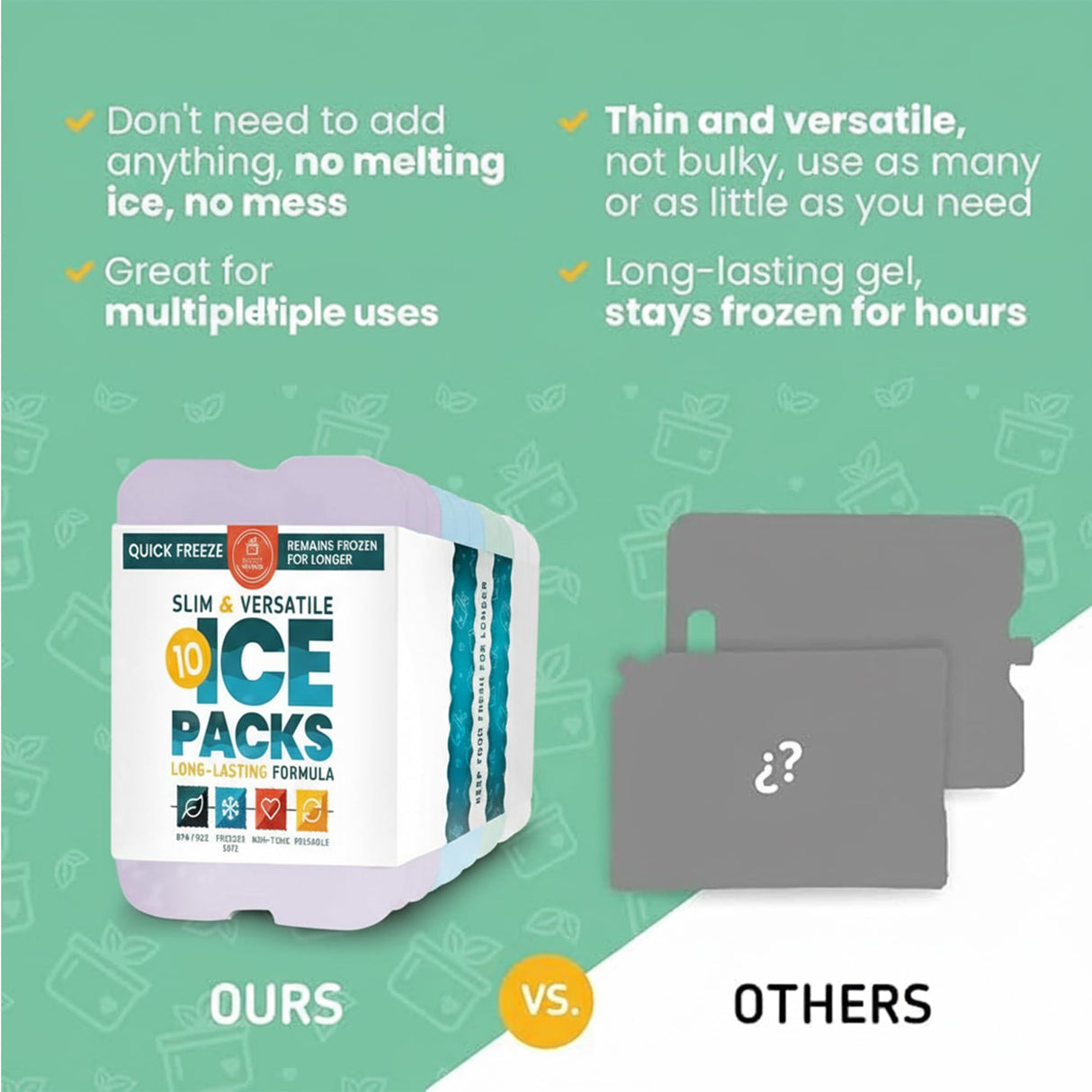 Healthy Packers Ice Packs for Lunch Boxes & Coolers - Freezer Packs - Original Cool Pack | Cooler Accessories for Beach, Camping & Fishing | Slim & Long-Lasting Reusable Ice Pack for Cooler