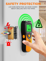 Mecurate Stud Finder Wall Scanner Sensor - 5 in 1 Electronic Stud with LCD Display & Audio Alarm for Wood AC Live Wire Metal Studs Detection Joist Pipe