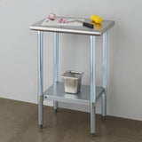 ROCKPOINT Stainless Steel Table for Prep & Work 18x24 Inches, NSF Metal Commercial Kitchen Heavy Duty Table with Adjustable Under Shelf and Table Foot for Restaurant, Home and Hotel