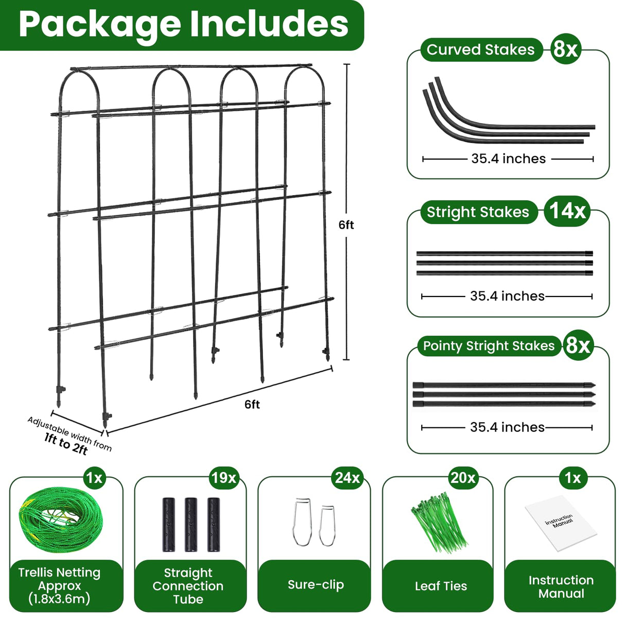 OTOSUNNY 72"x72" Garden Arch Trellis for Climbing Plants, Black
