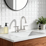 Bathroom Sink Faucet 4 Inch 2 Handle Centerset Brushed Nickel Lead-Free Modern Bathroom Faucet Vanity Faucet with Pop-up Drain Stopper and Supply Hoses