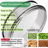 Tlence 9" Stackable Stainless Steel Seed Sprouting Kit, 3-Tier Mesh Germination Tray, Seed Sprout Grower with Lid Base, Microgreens Propagator for Beans Peas Broccoli Wheat Grass, Soil Free