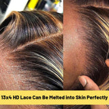 ADESORAES Highlight Ombre Lace Front Wig Human Hair 180% Density 4/27 Honey Blonde Water Wave Lace Frontal Wigs 26 inch Wet and Wavy Curly Glueless Wigs Human Hair Pre Plucked with Baby Hair