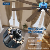 Amico 100 Inch 8 Aluminum Blades Ceiling Fans with Lights, Indoor/Outdoor Black Ceiling Fan with Remote Control, Reversible DC Motor, 3CCT, Dimmable,Ceiling Fan for Bedroom, Patio,Living Room