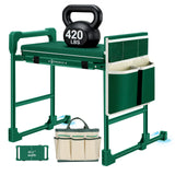 Garden Kneeler and Seat for Seniors: Heavy Duty 420 LBS Support Anti-Tip Multifunctional Gardening Stool Bench with Widened Thick Soft Kneeling Pad & Tool Bag - Foldable for Gardeners