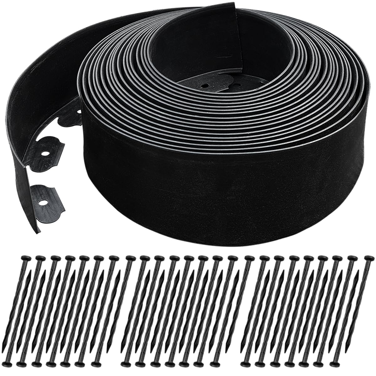 50 FT Landscape Edging No Dig [Extra Tall 4 Inch High] with 45 Spikes, Heavy-Duty Plastic Garden Edging Border