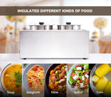 SYBO Food Warmer Steam Table Easy to Clean Commercial Grade Stainless Steel Bain Marie Buffet for Catering and Restaurants ETL, CE ROHS Certified for Commercial, Safety (2 Round Pots with Tap)