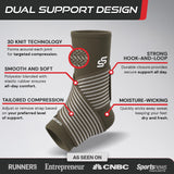 Sleeve Stars Ankle Brace for Women & Men, Ankle Wrap for Sprain, Compression Sleeve for Plantar Fasciitis Relief, Easy Customizable Support: w/ Removable Strap (Single/M:10"-12"/Mocha Brown)