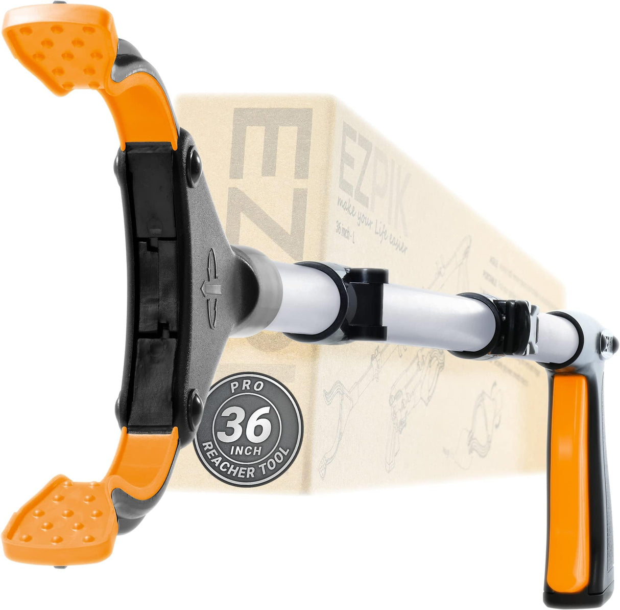 EZPIK Pro 36" Flexible Folding Grabber Tool for Elderly + Magnets, Reacher for Disabled & Seniors Heavy Duty Rotating Grippers for Reaching Underneath, Trash Grabbers & Pickers for Mobility