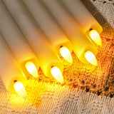 Homemory Waxy Flameless Taper Candles with Remote Timer Dimmer, LED Candlesticks Flickering, Battery Operated Window Candles, 9.6 Inches for Christmas Wedding Celebration Decor, Ivory, 6 Pcs