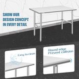 Hally Open Base Stainless Steel Table 30 x 48 Inches, NSF Commercial Heavy Duty Prep & Work Table with Galvanized Legs for Restaurant, Home and Hotel