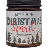 Arctic Wicks Scented Coconut Beeswax Candles | Coconut Beeswax Non Toxic Candle 9oz Amber | Farmhouse Candles Non-Toxic Clean Burn 100% USDA Certified Biobased (Christmas Spirit)