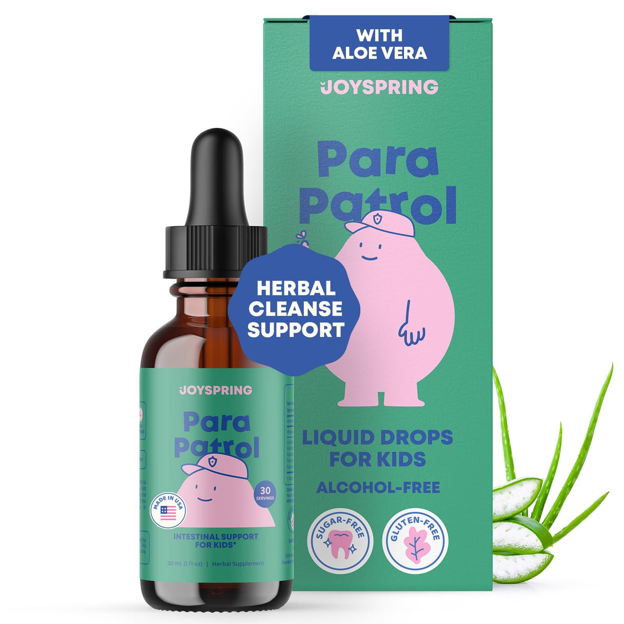 JoySpring Kids' Liquid Cleanse – Natural Liquid Detox, Alcohol-Free Supplement for Digestive Health (1 fl oz) 30 Servings