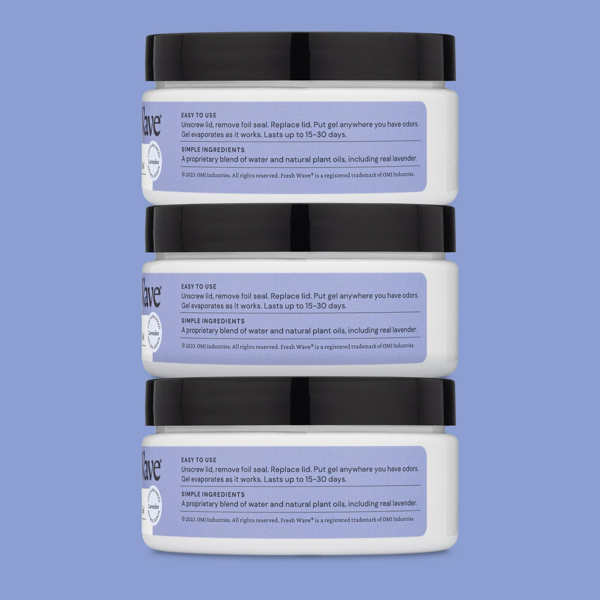 Fresh Wave Lavender Odor Removing Gel, 7 oz., Pack of 3 - Safer Odor Absorbers for Home, Natural Plant-Based Odor Eliminator, Every 7 oz. lasts 15-30 Days, For Cooking, Trash & Pets