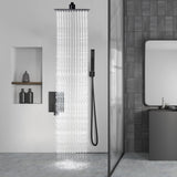 Aolemi Shower Faucet Set Rain Shower System with Handheld Spray Bathroom Shower Combo Rough-in Valve and Shower Trim Kit Included Matte Black 8 Inch Wall Mount Shower Head